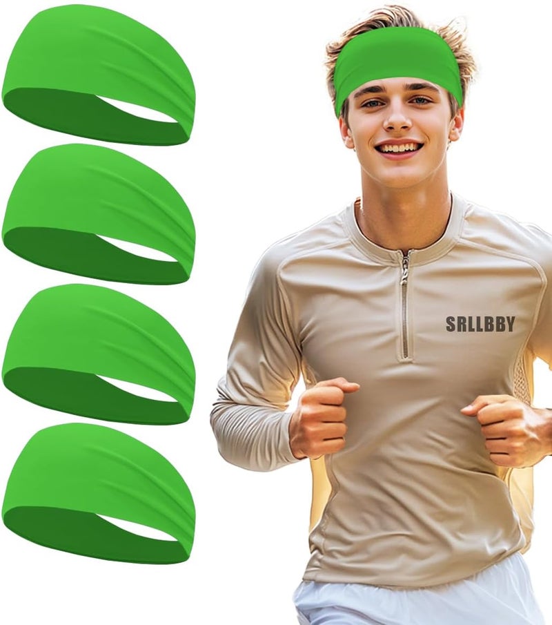 SRLLBBY 4 PCS Double-Layer Workout Headbands, Stretchy Sports Sweatband for Men and Womem, Sweat Wicking Hairbands for Running - Image 1